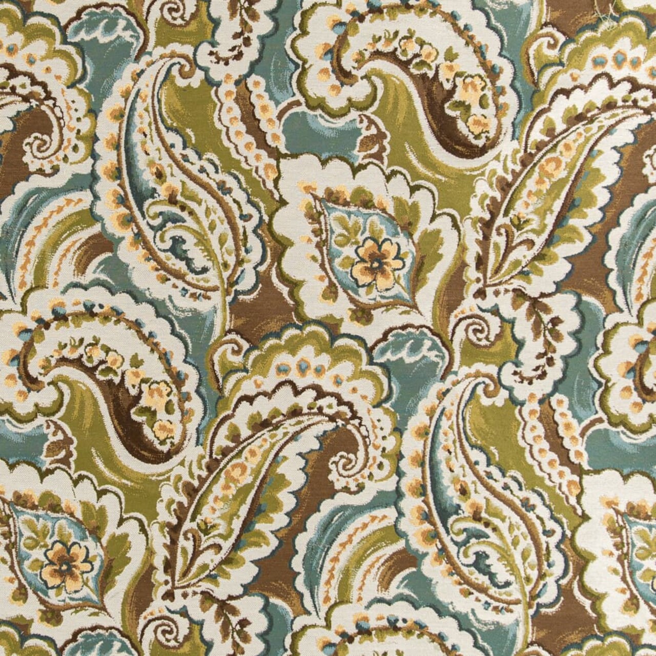 Meadow - Aqua & Teal,Green Paisley Upholstery Fabric 54 Inches"
